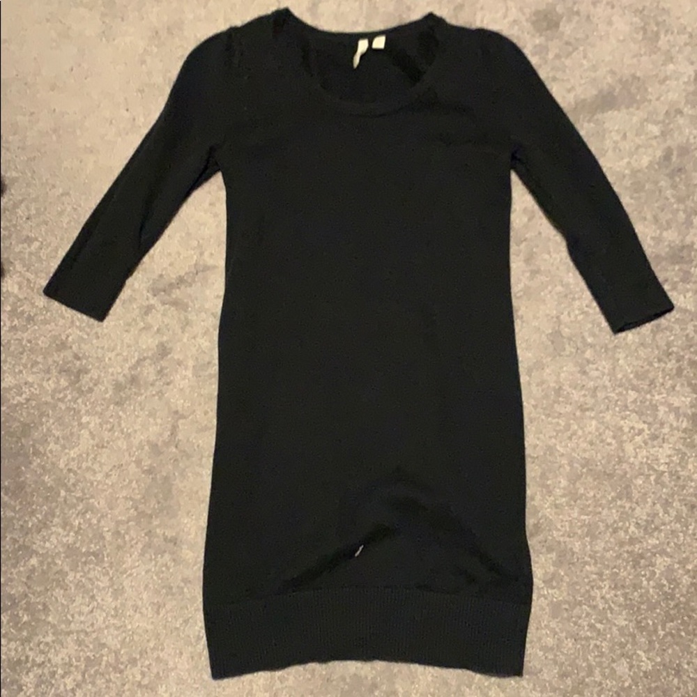 Black 3/4 Sleeve Sweater Dress